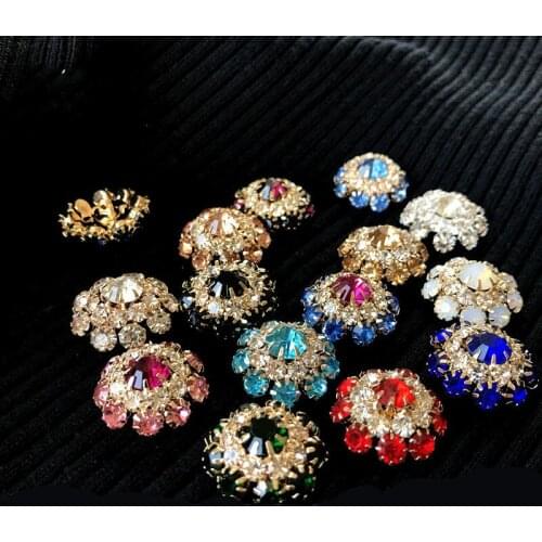 Button Black Rhinestone Mushroom Buttons For Clothing Cardigan Double-breasted Decorative Metal Buttons Diy Sewing Accessories