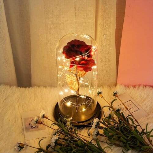 Middle Beauty And The Beast Rose, Rose In Glass Dome, Forever Pink, Red Rose, Preserved Rose, Belle Rose Special, Romantic Gift