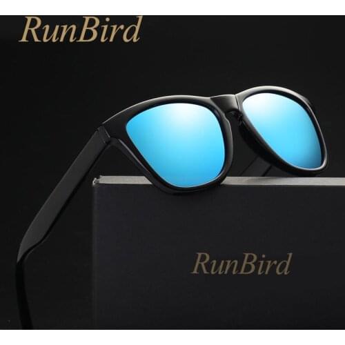 RunBird Vintage Retro Polarized Sunglasses Men Coating Mirror Driving Sun Glasses Square Eyewear Male Goggles 1268R