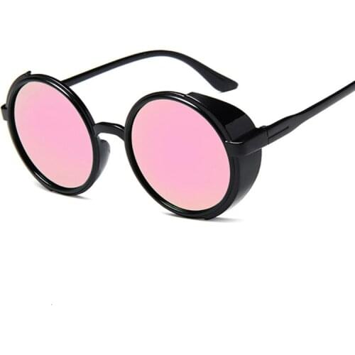 Brand Designer Steampunk Sunglasses Women Vintage Round Sun Glasses Male Female Colorful Mirror Retro Oculos De Sol Gafas
