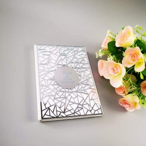 Wedding Custom Signature Guest Book Oval White Blank Inner Page, Personalized Mirror Books Guest Gifts Party Decor Favor