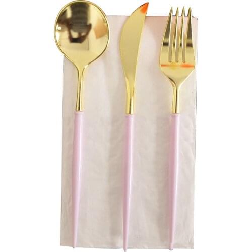 Birthday Party Decoration Wedding Decoration Party Supplie Disposable Tableware Plastic Hot Stamping Hot Silver Knife Fork Spoon
