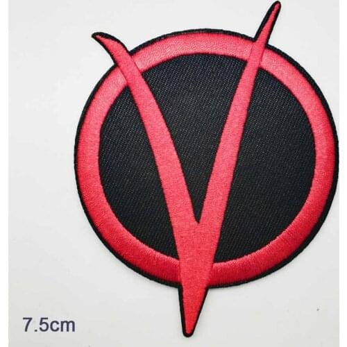 V for Vendetta Red Letters Iron On Patch Embroidered Clothes Patch For Clothing Clothes Stickers Garment Apparel Accessories