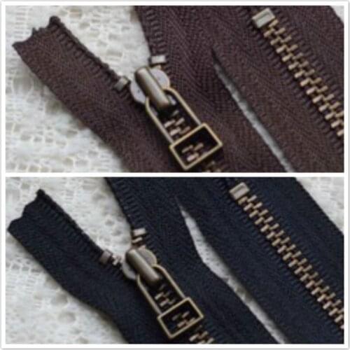 20 Pcs/lot Vintage Ancient YKK Metal Zipper Black Coffee #3 Bronze Close End for Clothing Pocket Leather Bag Sewing Accessories