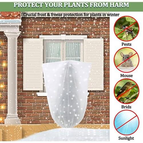 Plant Freeze Protection Cover Drawstring Film Yard Gardening Supplies Durable Reusable Nonwoven Fabric Outdoor Antifreeze Shield