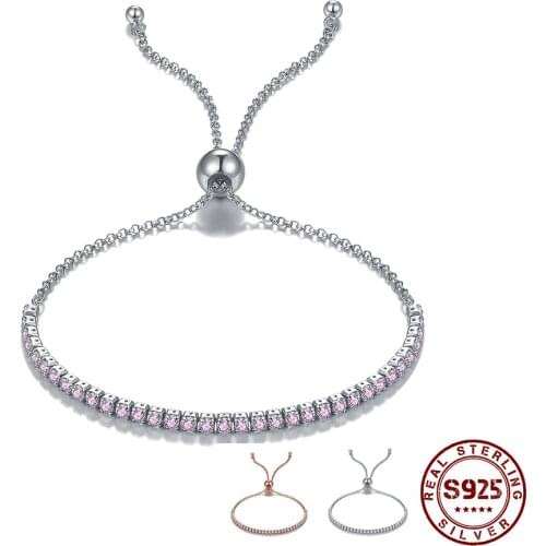 ZEMIOR Sterling Silver Bracelet Bangle For Women 925 Adjustable Three Colors CZ Women Chain Bracelets Fine Jewelry Hot Sale