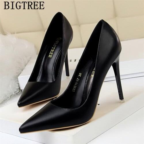 Ladies Yellow Shoes Fetish High Heels Sexy Fashion Big Size Black Pumps Women Shoes Stilleto High Heels Bigtree Shoes Blue Heels
