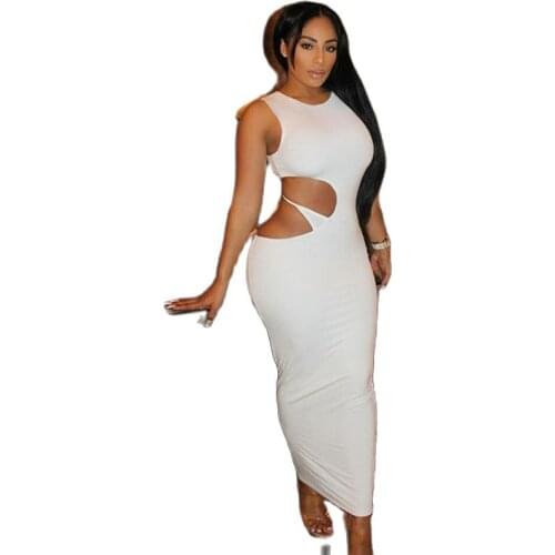 2021 High-Quality Summer New Sexy Irregular Womens Clothing Hollow Solid Color Slim Fit Hip Dress Women