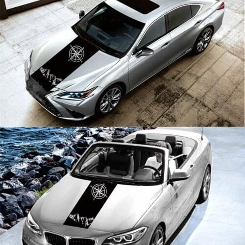 1pcs 40x130cm Compass Mountain Graphic Car Sticker Vinyl For Toyota Truck Decal SUV JEEP Pickup D-MAX Navara Accessories