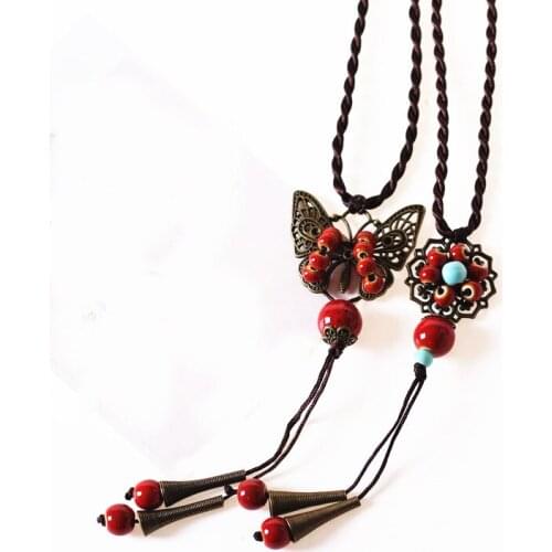 1 PCS 50cm Fashion Ceramic Bead Long Necklace Rope Chain Sweater Long Necklace For Women Girls Gift
