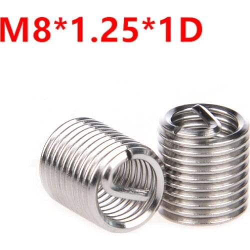 100pcs M8*1.25*1D Wire Thread Insert, m8x1D Wire screw sleeve, M8 Screw Bushing Helicoil Wire Thread Repair Inserts SUS304
