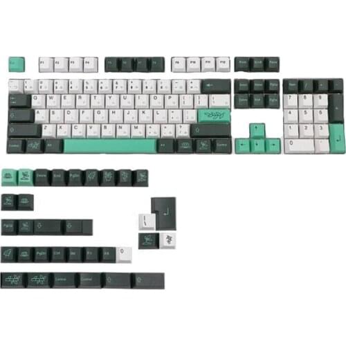 137 Keys PBT Japanese Characters Keycap for Mechanical Keyboard Botanical Theme Key Cap for Cherry Profile with Iso Key