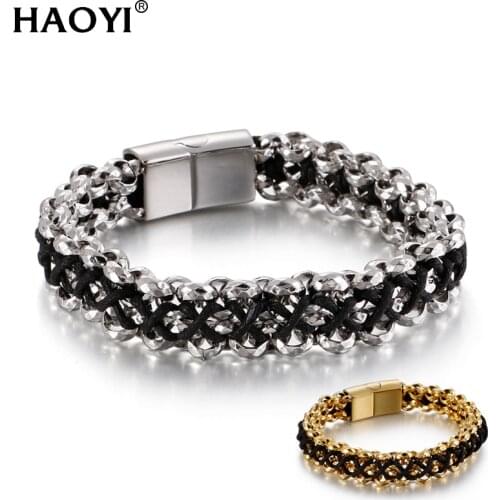 14mm Retro Connection Cowhide Stainless Steel Mens Leather Bracelet Classic Trendy Casual Sporty Unisex Snap Button Jewelry