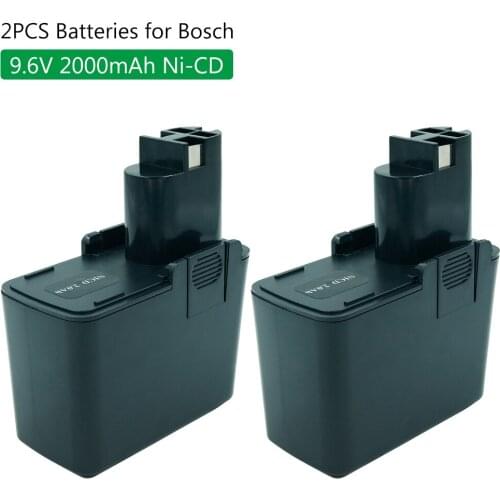 2PCS 9.6V 2.0Ah Ni-CD Nicd Power Tools Rechargeable Batteriy for Bosch Cordless Drills BAT001 GSR 9.6 VE PSR PSB 9.6 GLI 9.6V