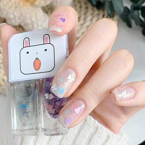 4Ml Two-Color Nail Polish Combination Sequins Fast Drying Durable Long Lasting Non-Peelable White Purple Matte Nail Polish Set