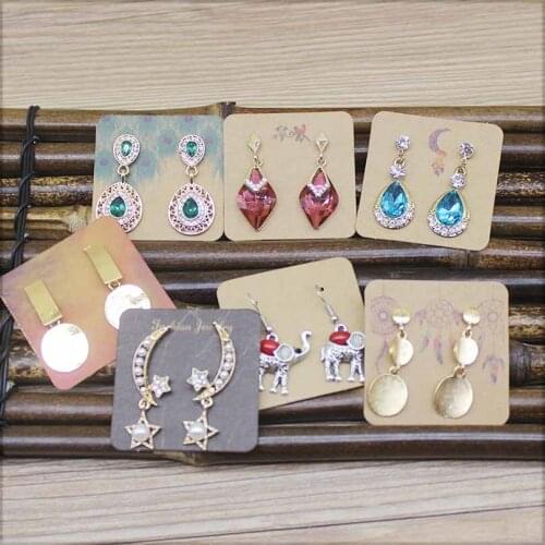 50pc50card Marble drop earring display card flower design earring tag card Dreamcatcher jewelry earring packing tag card5x5cm