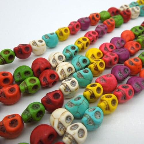 80pcs Mixed Turquoise Skull Charms Spacers loose Beads findings For DIY Garment Accessories 10mm*8mm