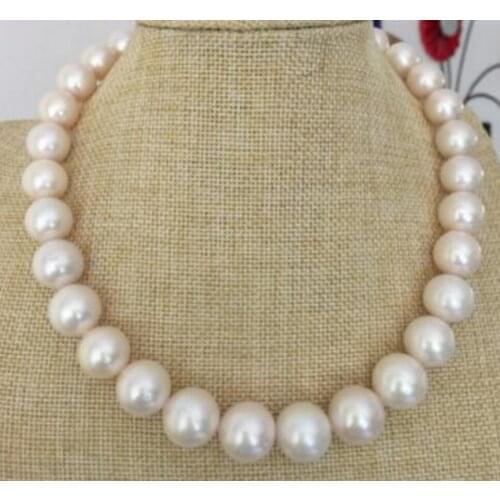 Free shipping noble jewelry huge round 12-14mm south sea multicolor round pearl necklace 17.5inch 14k
