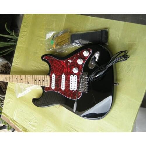 Free Shipping black ST maple fretboard Chrome Hardware SSH pickup Electric Guitar 9yue6