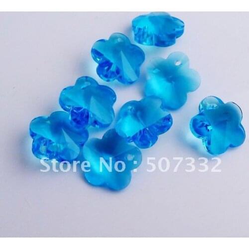 Free Shipping! Wholesale AAA Top Quality 14mm 6744 crystal flower pendant beads lake blue 60pcs/lot