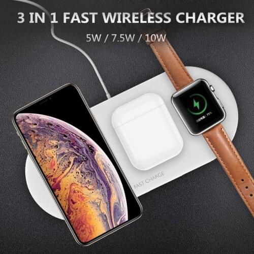 10W Qi Wireless Charger 3 In 1 Fast Charging USB Charger for Iphone Apple Watch Iwatch Airpods Mobile Phone Charger Station Dock