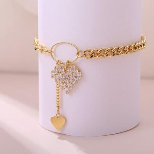 ONYSS Bracelet on the leg Anklets For Women Jewelry Ankle Bracelets Chain 14K Gold Plating Clock CZ Rhinestone Bracelet