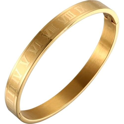 Fashion Stainless Steel Roman Number Cuff Bangles Bracelets For Women Men Lover Wedding Jewelry Gift