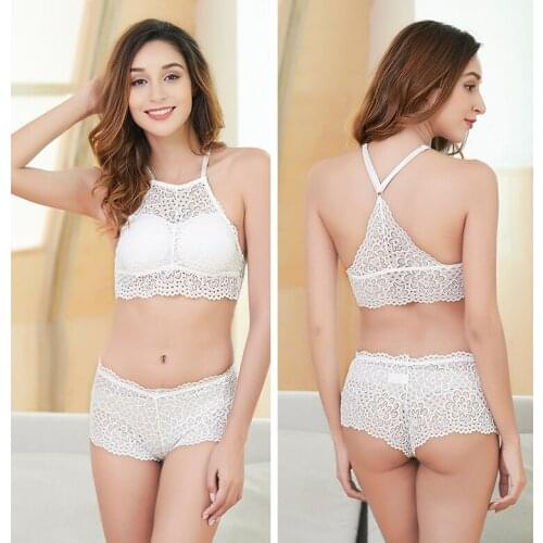 Women Lace Bra Sets Seamless Underwear Backless Vest Sexy Padded Bralette Lingerie Ultrathin Bra & Brief Sets Female Intimate