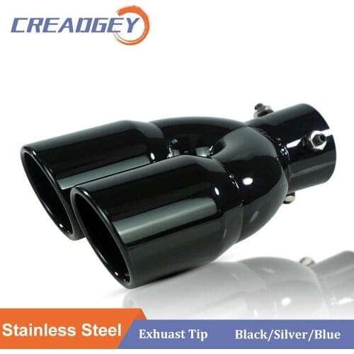 Creadgey 1PCS Car Rear Exhaust Tip Stainless Steel Muffler Tail Pipe Universal Nozzle Trim Modified Dual Outlet Car Accessories