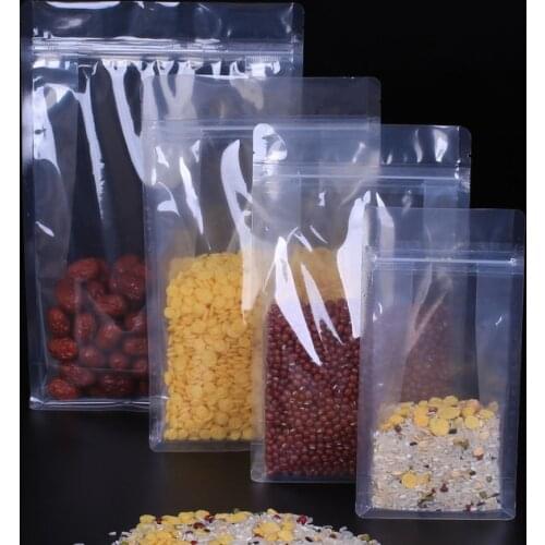 Ferimo 100pcs Food packaging bag transparent self-sealing eight-sided sealed plastic bag snack self-supporting storage bags