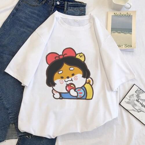 Shiba Inu Cute Cat Anime Cartoon Kawaii Clothes Graphic Tees Woman Loose T-shirt Femme Summer Top Short Sleeve Oversizd Tshirts