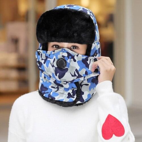 HT2834 Thick Warm Winter Hat Men Women Camouflage Russian Cap Waterproof Russian Hat Ski Trapper Earflap Cap Lovers Bomber Hat