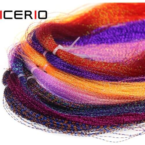 ICERIO 4packs Krystal Flash Spiraled Strand Flashabou Holographic Tinsel Fly Tying Jig Hook Lure Fishing Crystal Fiber Material