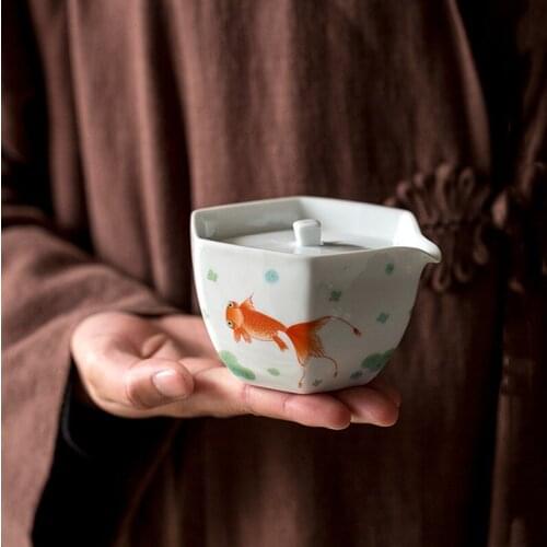 Ceramic teapot kettle teaware sets handpainted gaiwan fish teacup porcelain For Travel Beautiful And Easy Kettle
