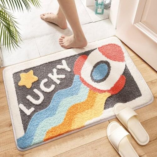 Colorful Rainbow Bathroom Rugs for Adults Kids Cartoon Plush Water Carpet Absorbent Decor Mat Bathtub Doormats Non Slip Washable