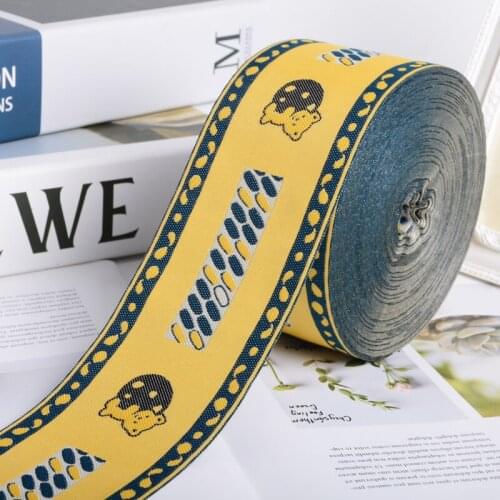 25M/Lot 7cm Wide Cartoon Embroidery Jacqurd Lace Belt Ribbon Lace Trim Webbing DIY Sewing Sofa Cushion Decor Curtain Accessories