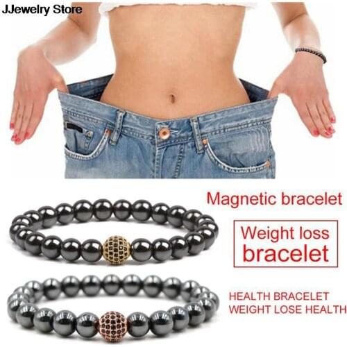 Women Black Magnetic Bracelet 18cm-20cm Beads Hematite Stone Therapy Health Care Magnet Hematite Beads Bracelet Mens Jewelry