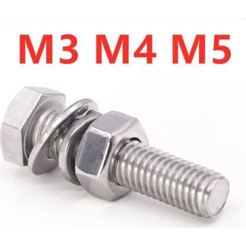 M3M4M5 outer hexagon screws gasket washer spring pad nut combination suit screw 304 stainless steel