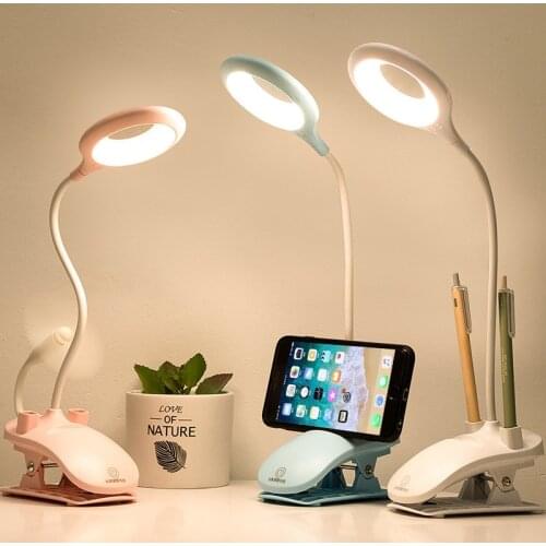 Table Lamp LED Touch Dimmable Flexo Desk Lamp With Clamp Phone Pen Holder USB Rechargeable Reading Lamp Beside Light Eye Protect