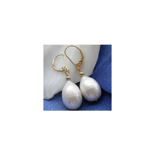 Lovely Fine beautiful 10-14 MM AAA TAHITIAN WHITE PEARL EARRING YG MARKED Hook Wholesale [pair] Jewelry