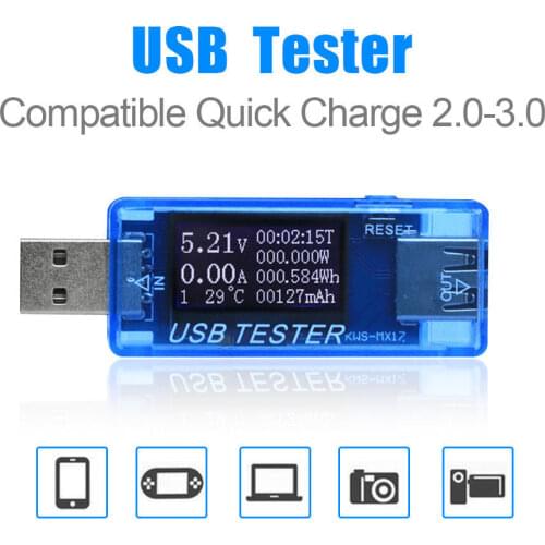 Office Black/Blue Digital USB Tester LED Charging Doctor Voltage Current Meter Power Detector New Computer Company