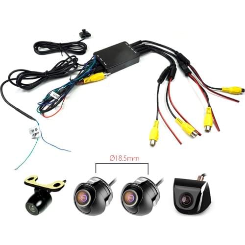 Quad view car cameras control box for car 4 camera system,control four-way camera rear front side switch