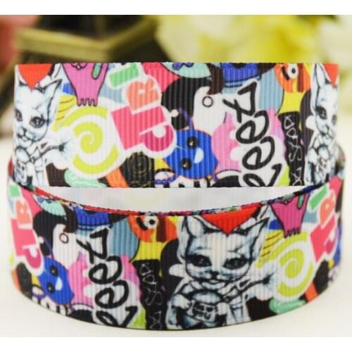 22mm 25mm 38mm 75mm Cat cartoon printed Grosgrain Ribbon party decoration 10 Yards X-04464