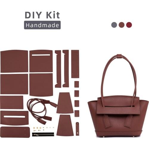 Sewing Fish Women Single Shoulder Bag Large Capacity Handbag High Quality Genuine Leather Totes DIY Handmade Kit DB022