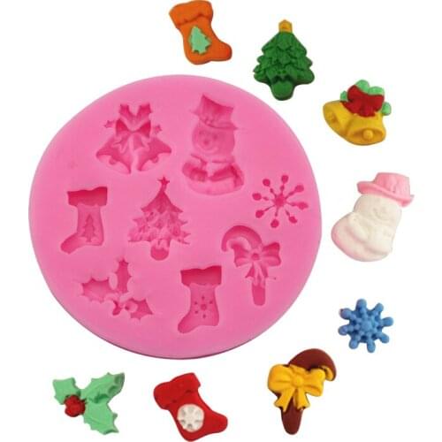Silicone 3D Christmas Theme Fondant Mold Cake Baking Moulds For Chocolate Jelly Candy Ice Cube Tray Mould Cakes Decorating Tools