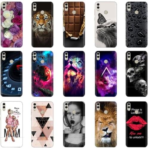 Silicone TPU Case for Huawei Honor 8C Soft Cat Animal Flowers Cartoon Printing Case Protective Cover Honor 8 C Fundas Coque Para