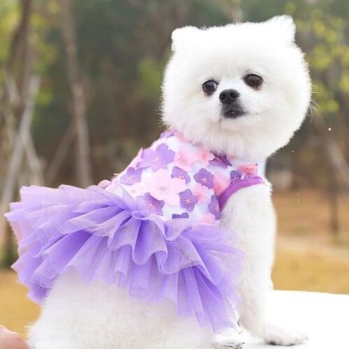 Pet Dog Princess Dress Fashion Floral Gauze For Puppy Sweet Wedding Dresses Festival Party Apparel Spring Summer