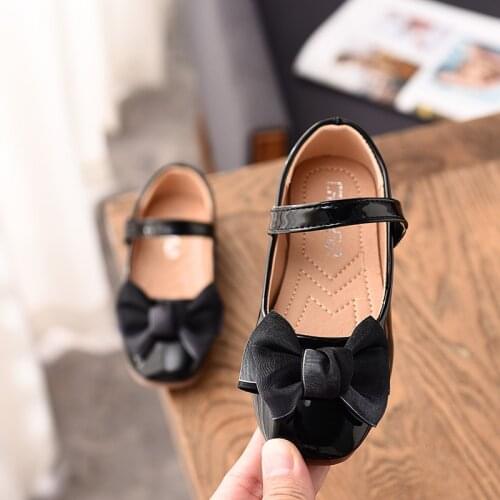 New Childrens Bow Leather Shoes Little Girls Kids Dress Party Wedding School Prinses Shoes Big Girls 1 2 3 4 5 6 7 8 9 10 year