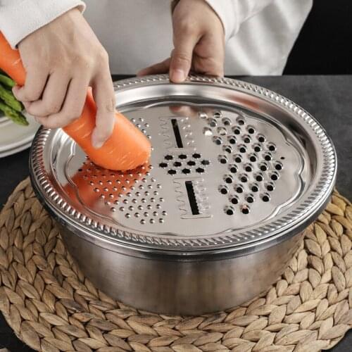 Thicken Vegetable Cutter Artifact Slicer Stainless Steel Fruit Salad Carrot Peeler Grater Household Kitchen Tools Drain Basket