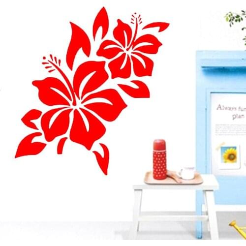 ZOOYOO Hibiscus Flower Wall Decal Namaste Vinyl Sticker Art Decals Bedroom Design Mural Home Decor Room Decoration Wallpaper